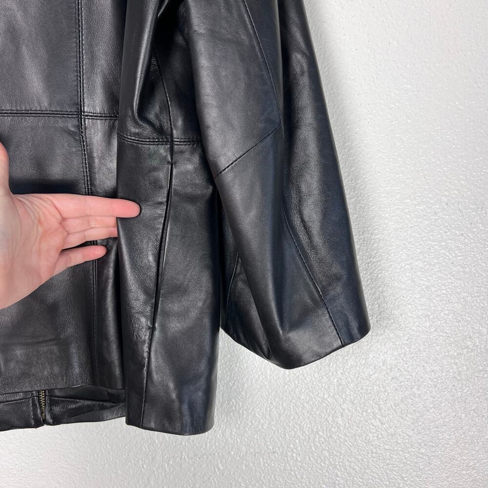 Marvin Richards Genuine Leather Jacket Black XL Classic Minimalist Moto Style - Picture 4 of 7